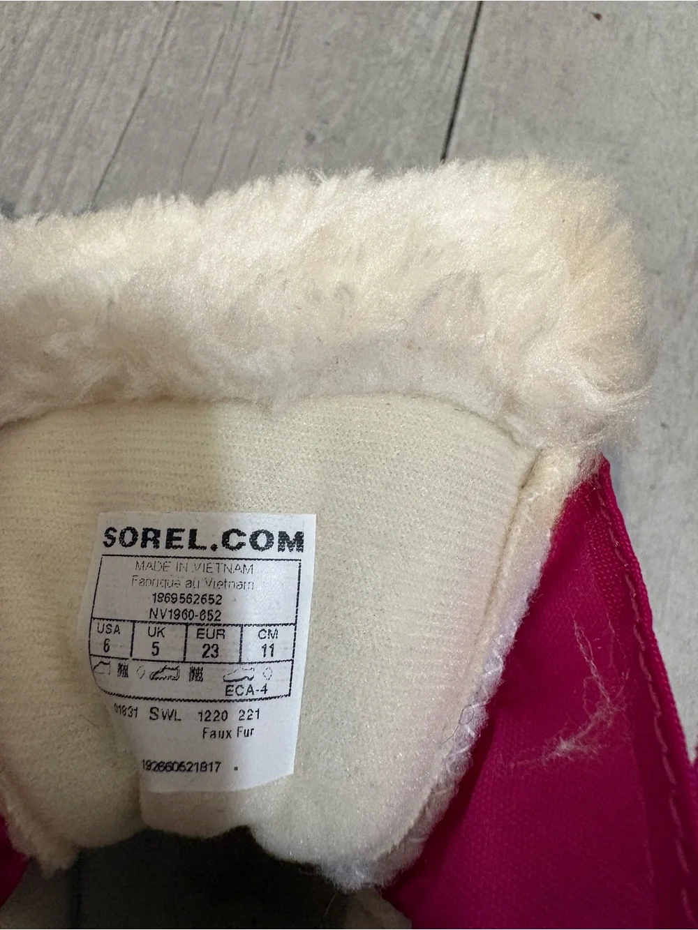 Sorel Pink Faux Fur Kids Winter Boots, 6t